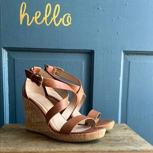a new day Brown Wedge Sandals with Strappy Design